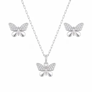 Conjunto borboleta prata 925