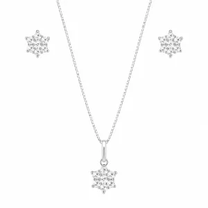 Conjunto Flor Cravejada Prata 925.