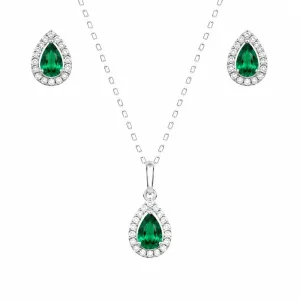 Conjunto Gota Cravejado Prata 925