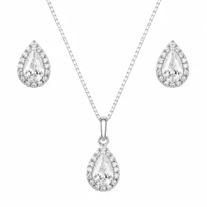 Conjunto Gota Cristal em Prata 925