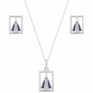 Conjunto Nossa Senhora Aparecida em Prata 925.