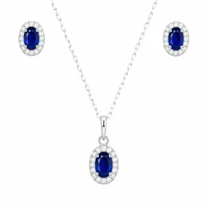 Conjunto Oval Safira em Prata 925 -  Elo Cartier