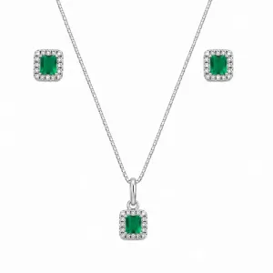 Conjunto Quadrado Cravejado  Prata 925