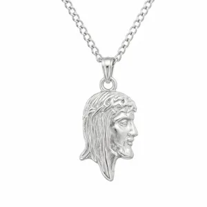 Corrente Masculina Rosto de Cristo Prata 925