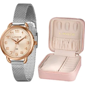 Kit Relógio Feminino Lince Bicolor com Porta-Joias