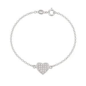 Pulseira Coração Cravejado em Prata 925