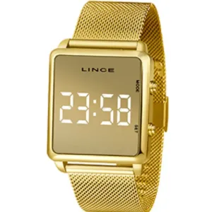 Relógio Digital Lince Quadrado Dourado Rose e Prata