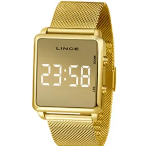 Relógio Digital Lince Quadrado Dourado Rose e Prata