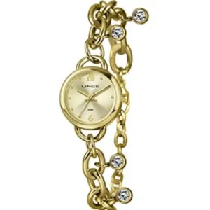 Relógio Feminino Lince Crystal Chain Gold Dourado e Prata.
