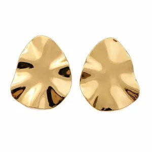 Brinco Orgânico Ondulado Banhado a Ouro.