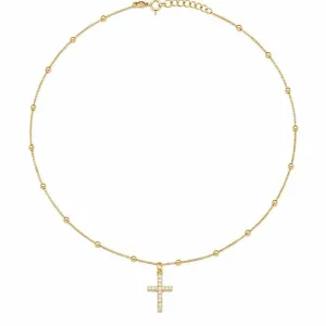 Colar Feminino com Cruz Cravejada