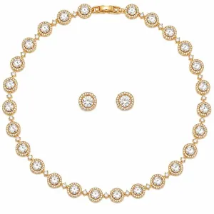 Conjunto Redondo Cravejado com Zircônias Brancas.