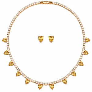 Conjunto Riviera Corações Amarelos Banhado a Ouro.