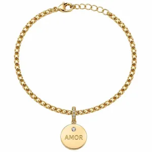 Pulseira Amor Dourada com Pingente de Coração