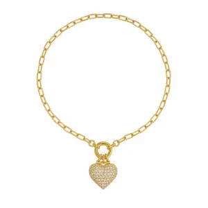 Pulseira Coração Cravejado e Fecho Boia