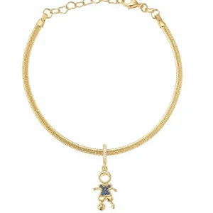 Pulseira Fita com Pingente Menino Cravejado