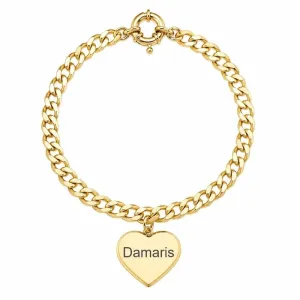Pulseira Grumet com Pingente de Coração Personalizada