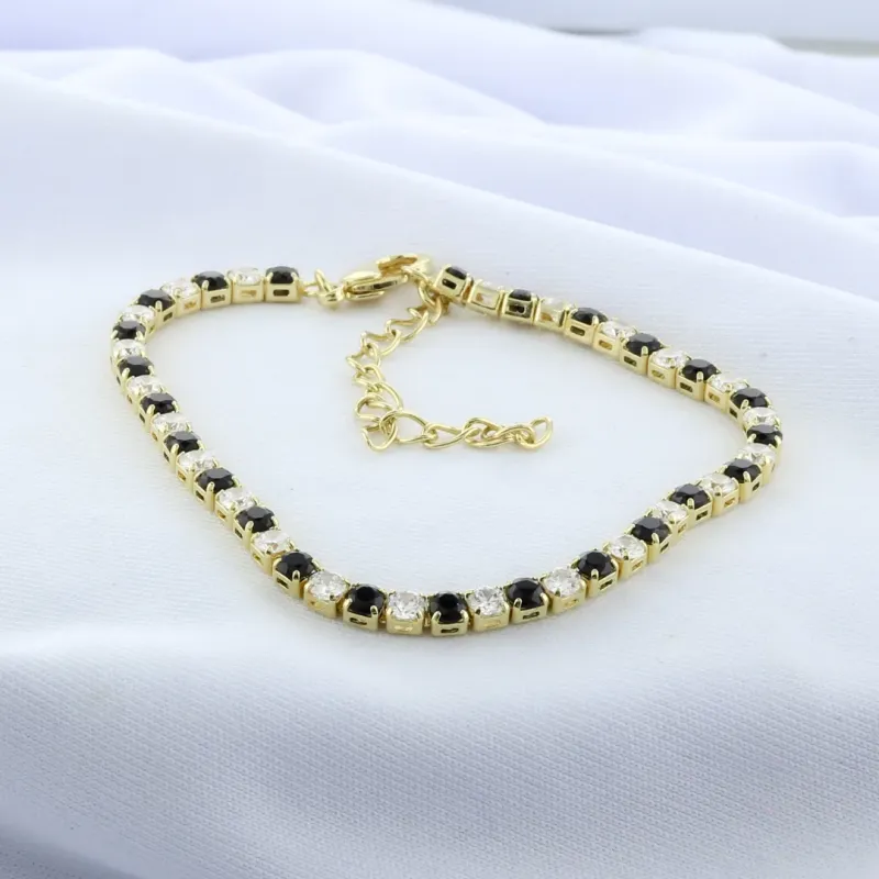 PULSEIRA RIVIEIRA ZIRC NEGRAS E CRISTAL