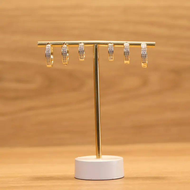 TRIO DE ARGOLA DE CLICK QUADRADINHA COM ZIRCONIAS