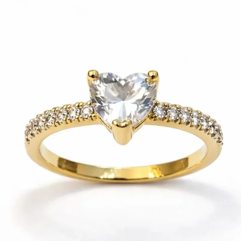 ANEL CORAÇÃO SOLITARIO CRAVEJADO