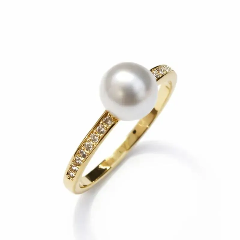 Anel com Pérola e Zircônias