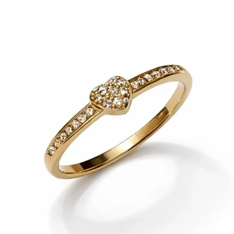 Anel Coração Cravejado com Zircônias