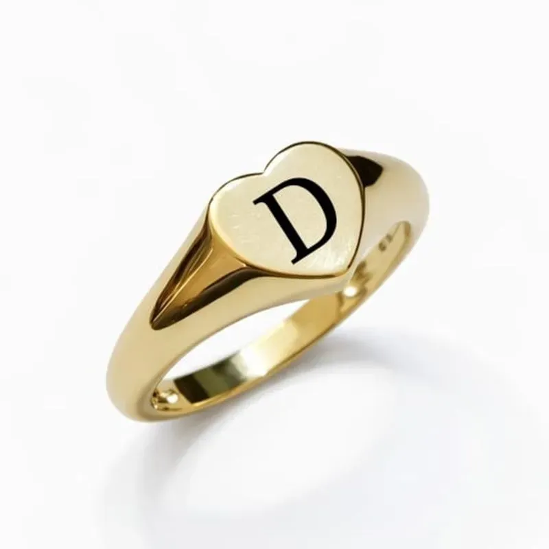 Anel Coração Personalizado com Inicial