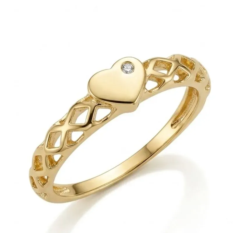 Anel Coração Vazado com Detalhe em Zircônia