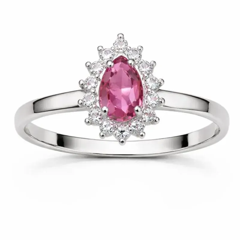 Anel de Formatura em Prata 925 com Pedra Rosa