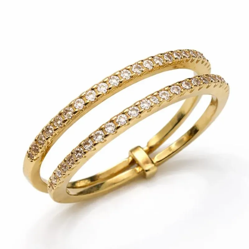 Anel Duplo Cravejado com Zircônias