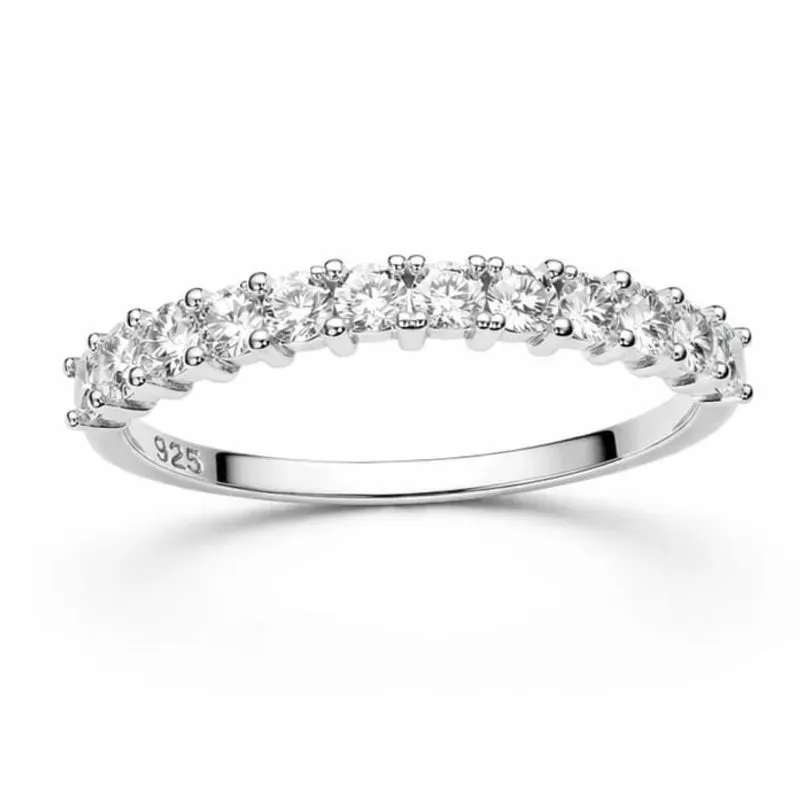 Anel em Prata 925 com Fileira de Pedras Cravejadas