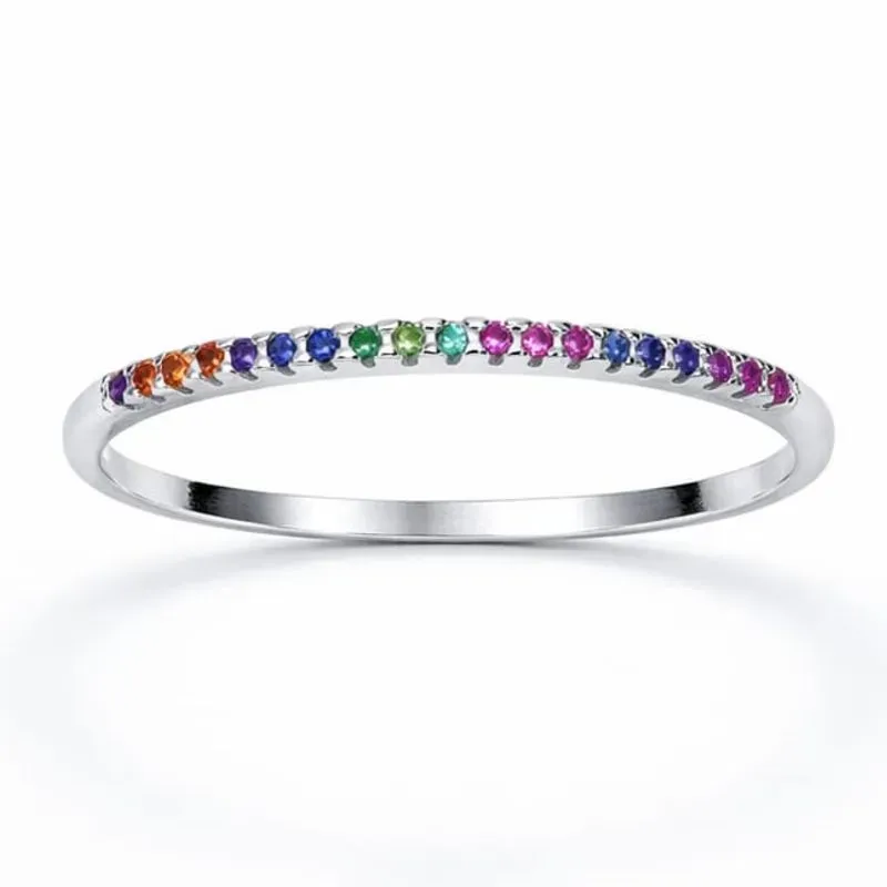 Anel em Prata 925 com Zircônias Coloridas.