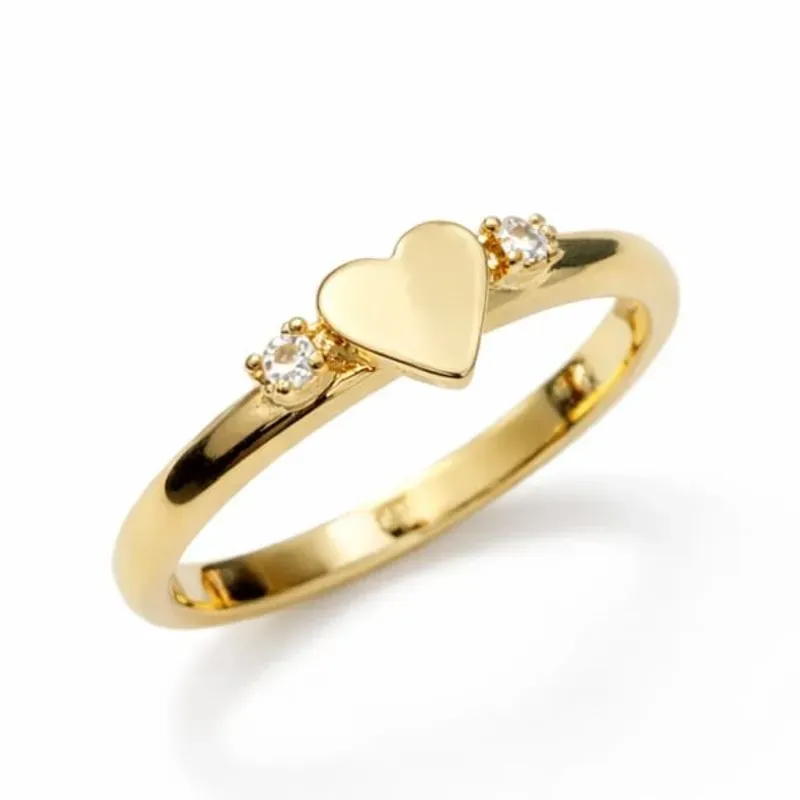 Anel Infantil Coração com Zircônias