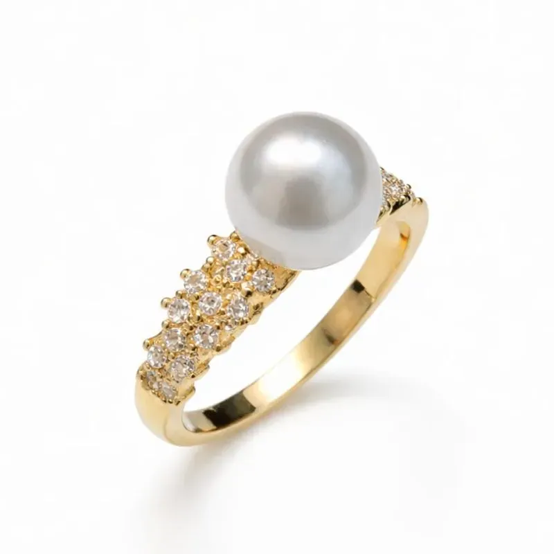 Anel Pérola com Zircônias
