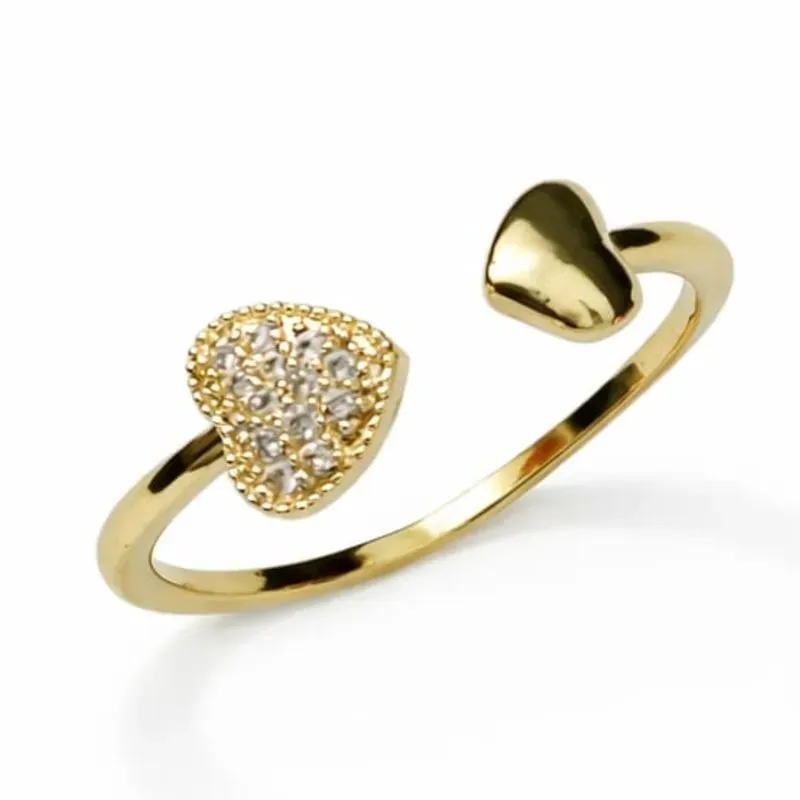 Anel Regulável Coração Duplo