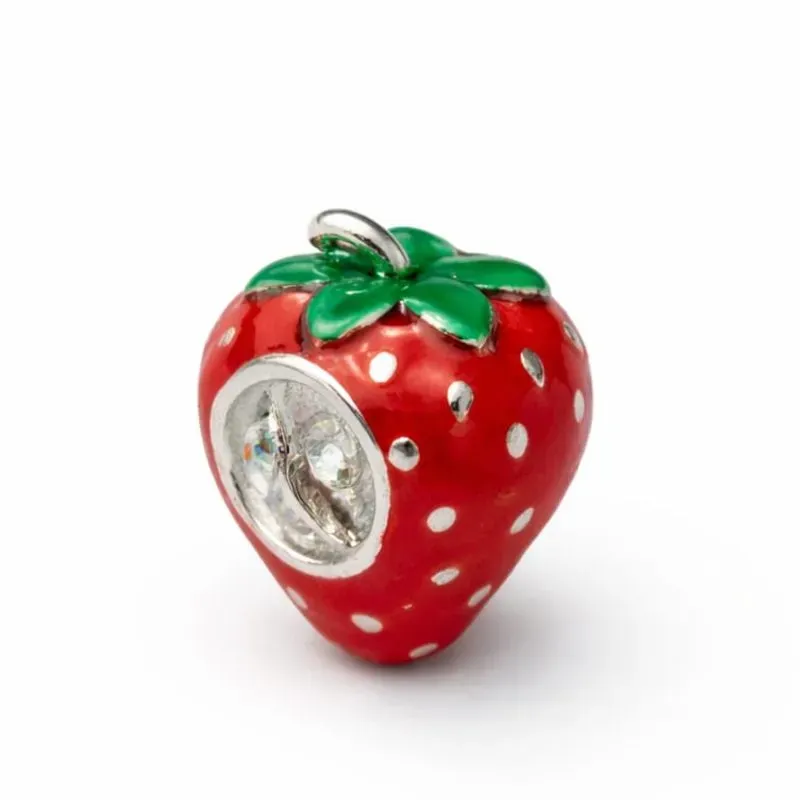 Berloque Morango em Prata 925