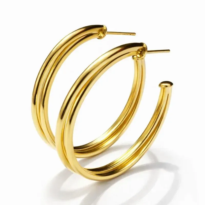 Brinco Argola Clássica Dourada Dupla