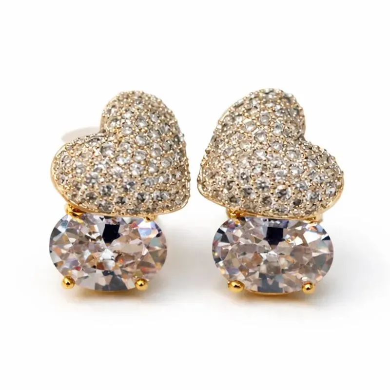 Brinco Coração Cravejado com Zircônia