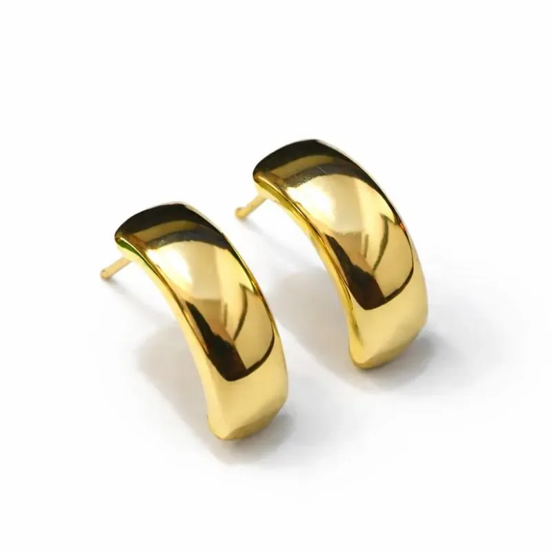 Brinco Elegante Meia Argola Abaloada