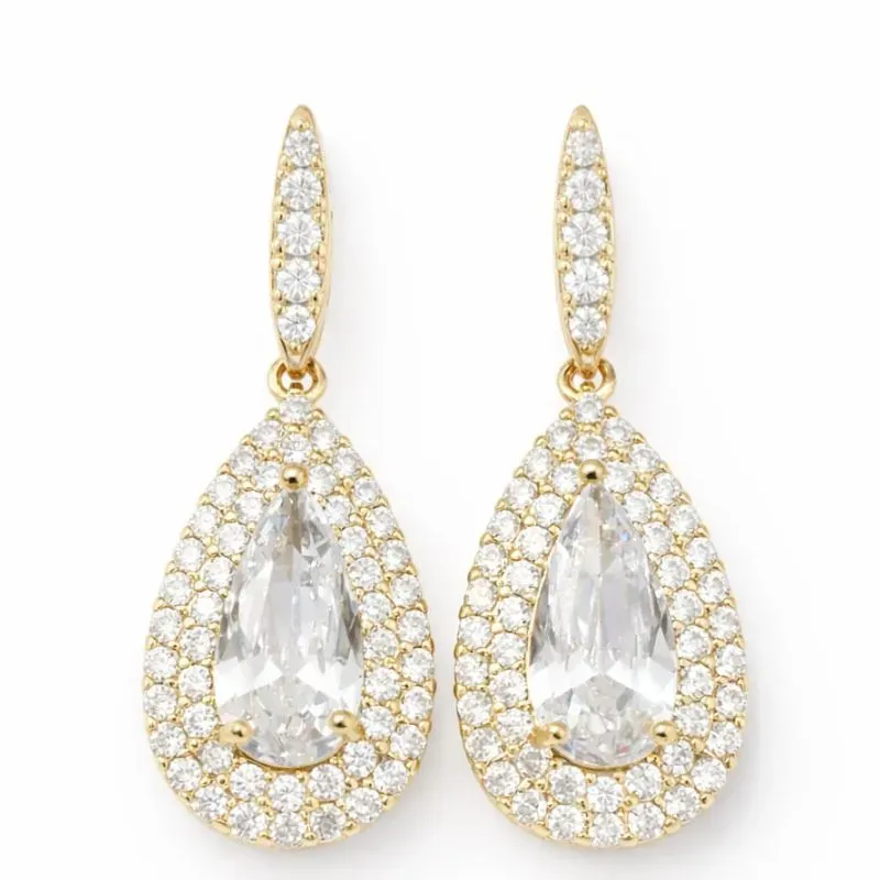 Brinco Gota Cravejado com Zircônias Premium