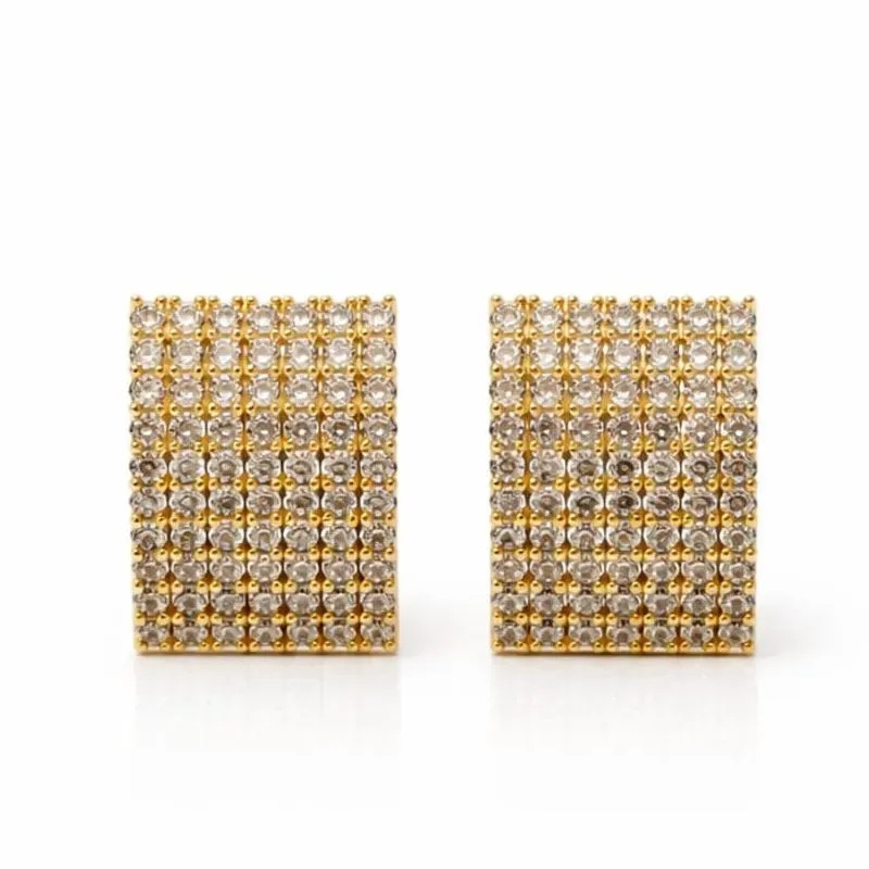 Brinco Retangular Cravejado