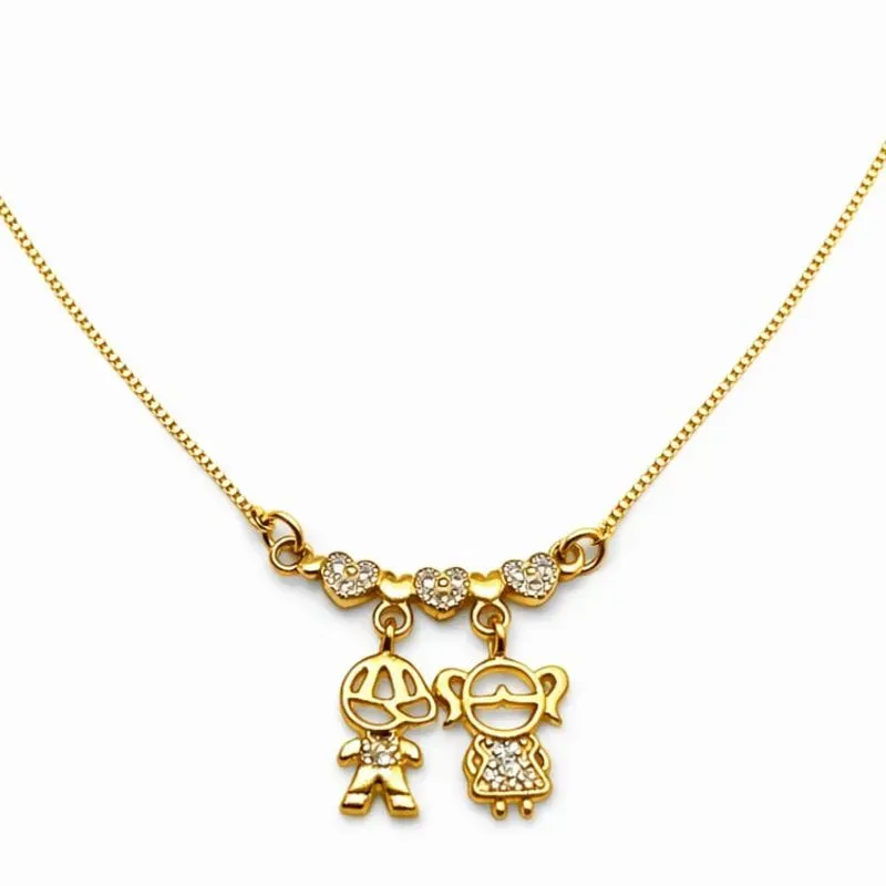 Colar Menino e Menina com Corações