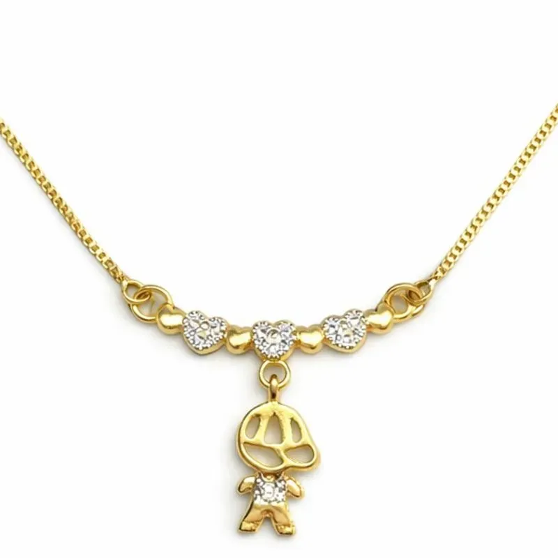 Colar Menino com Corações Cravejados