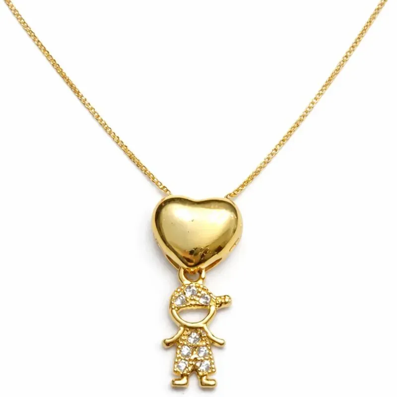 Colar Coração com Pingente de Filho