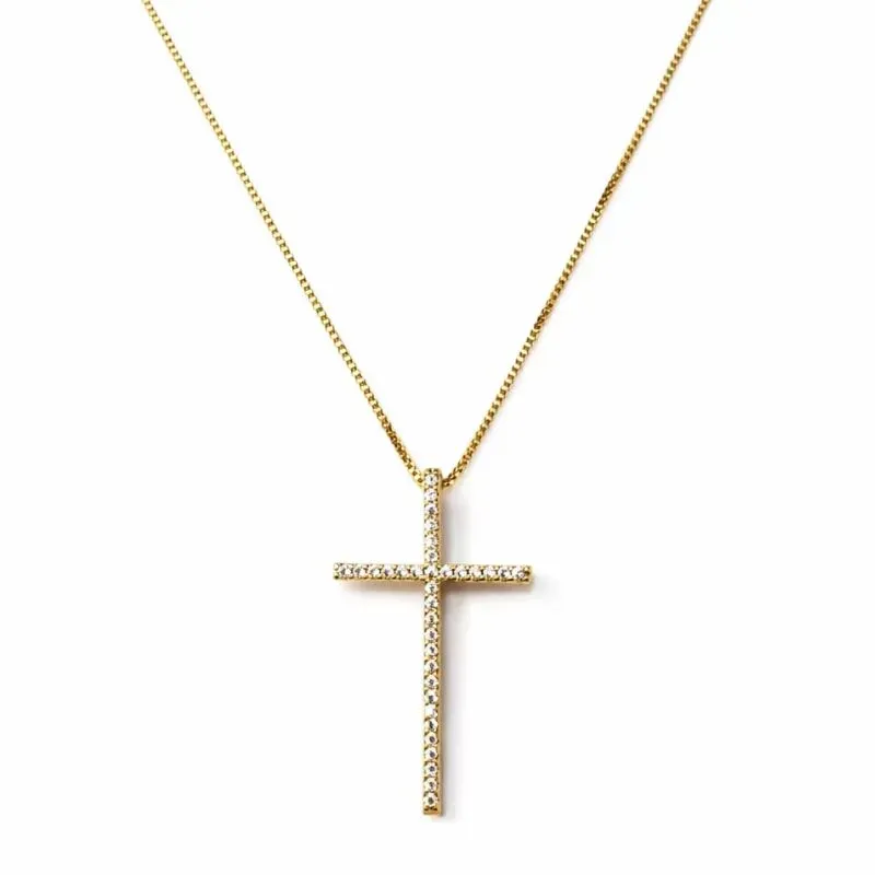 Colar Cruz Cravejada com Zircônias 45 cm