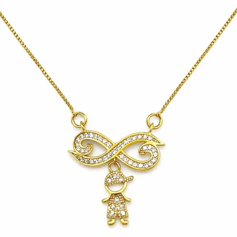 Colar Infinito com Menino Cravejada