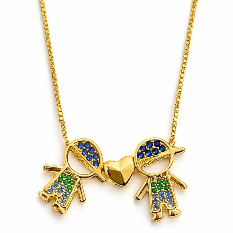 Colar Dois Menino Cravejado