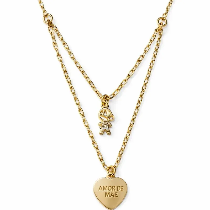 Colar Duplo Amor de Mãe com Pingente de Menino