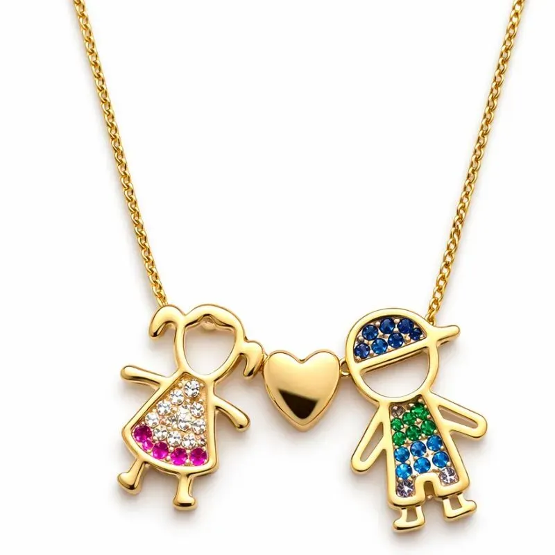 Colar Filha e Filho com Coração