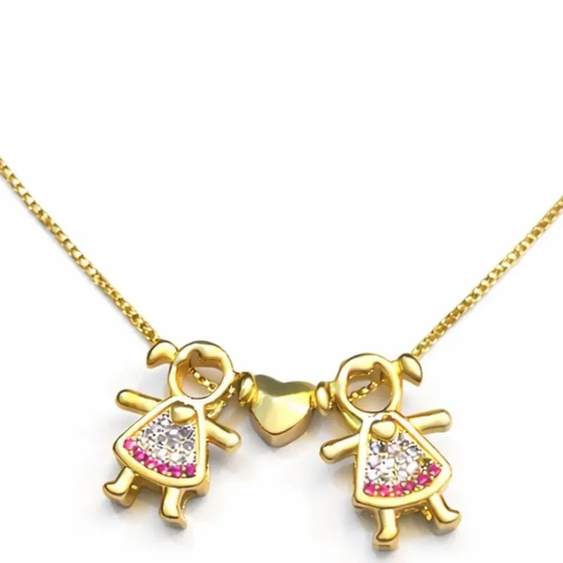 Colar Filhas com Coração Cravejado